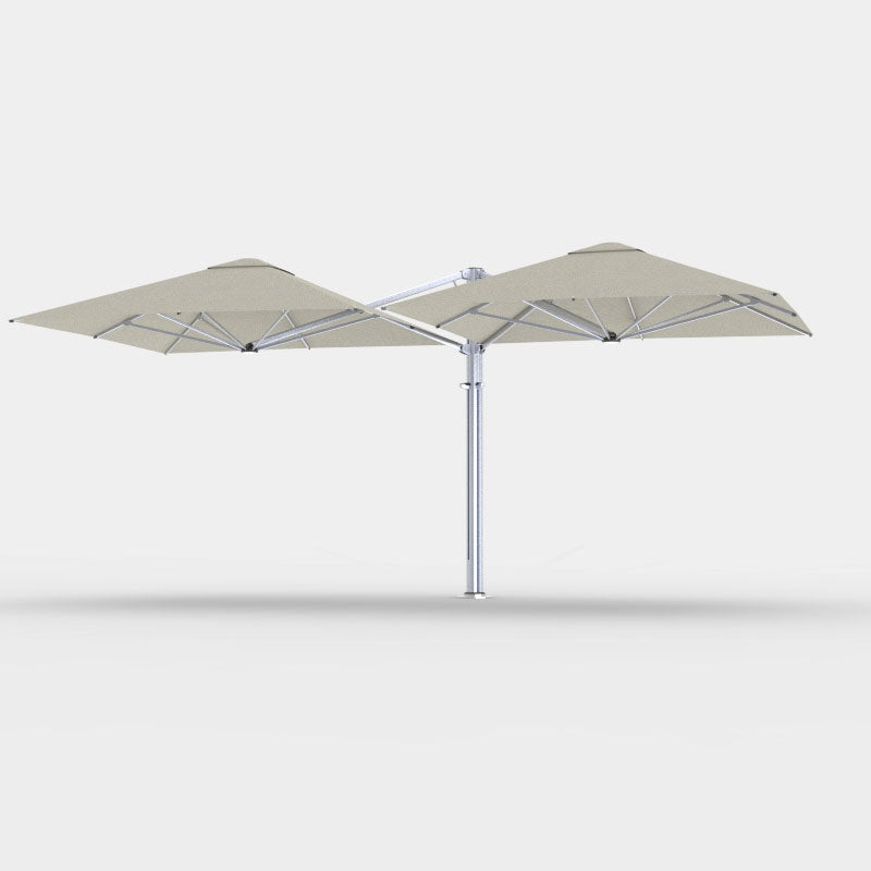 Shadowspec Unity Duo 6.0m multi-canopy umbrella in Alpine Stone canopy
