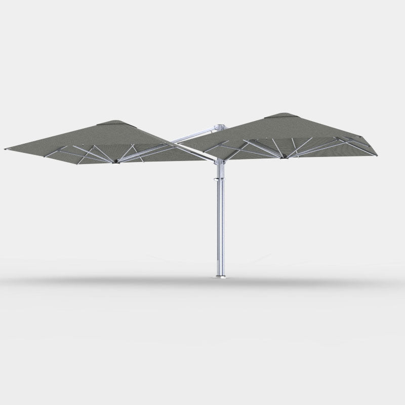 Shadowspec Unity Duo 6.0m multi-canopy umbrella in Charcoal Tweed canopy