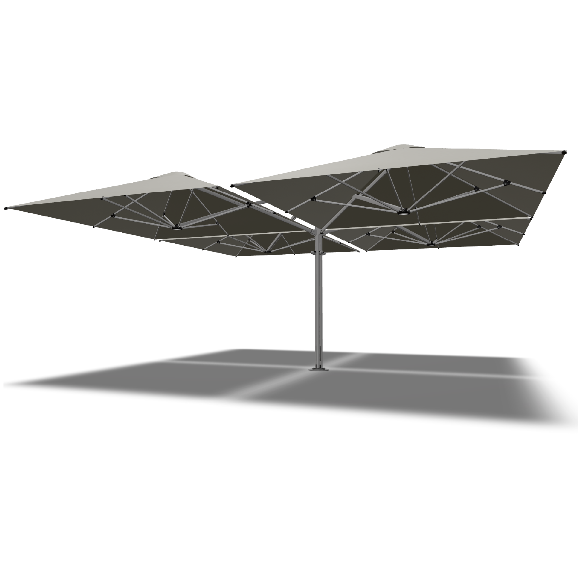 Shadowspec Unity Quattro 5.0m cantilever umbrella in Alpine Stone canopy