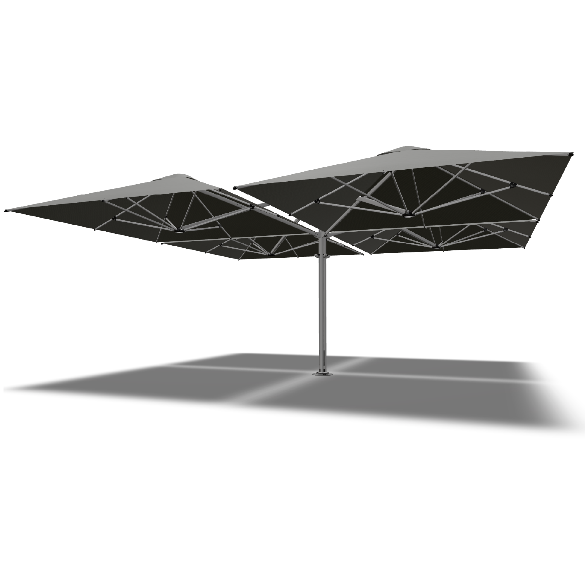 Shadowspec Unity Quattro 5.0m cantilever umbrella in Charcoal Tweed canopy