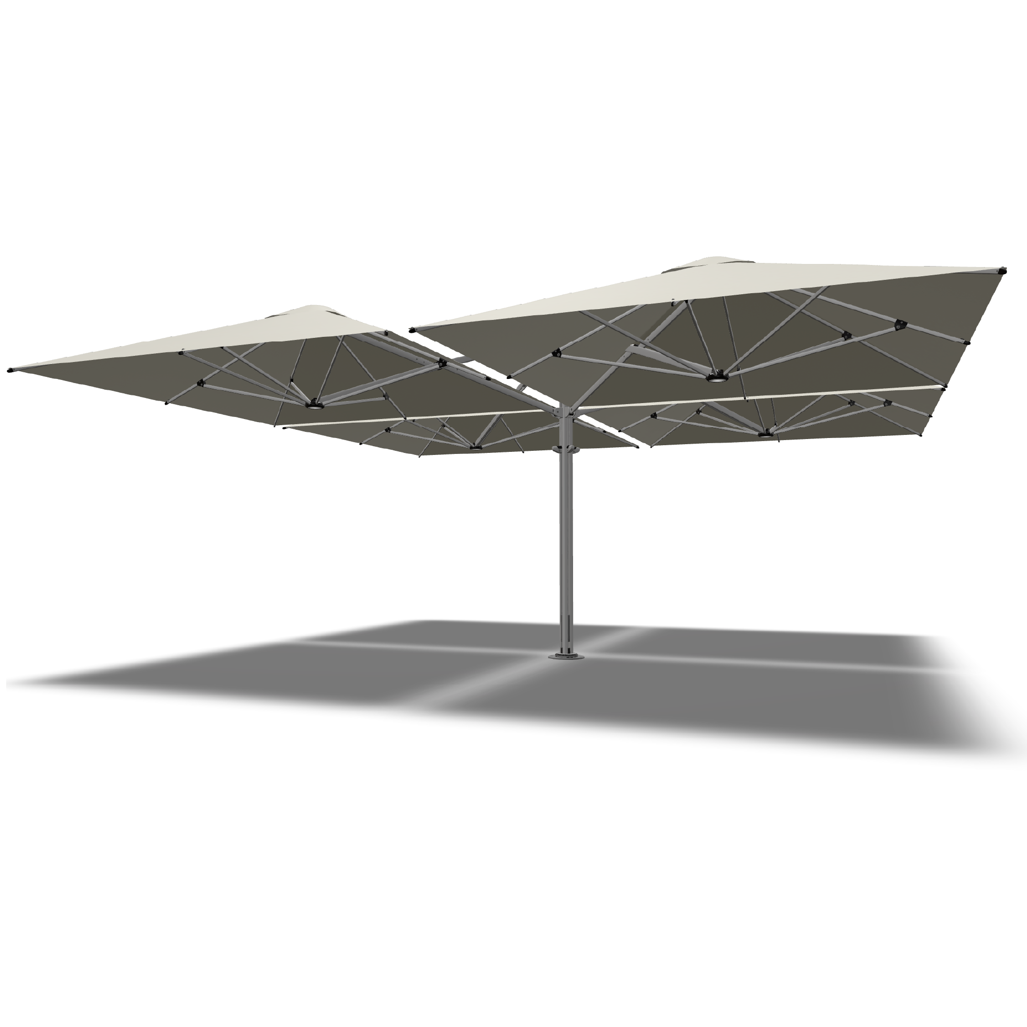 Shadowspec Unity Quattro 5.0m cantilever umbrella in Oyster canopy