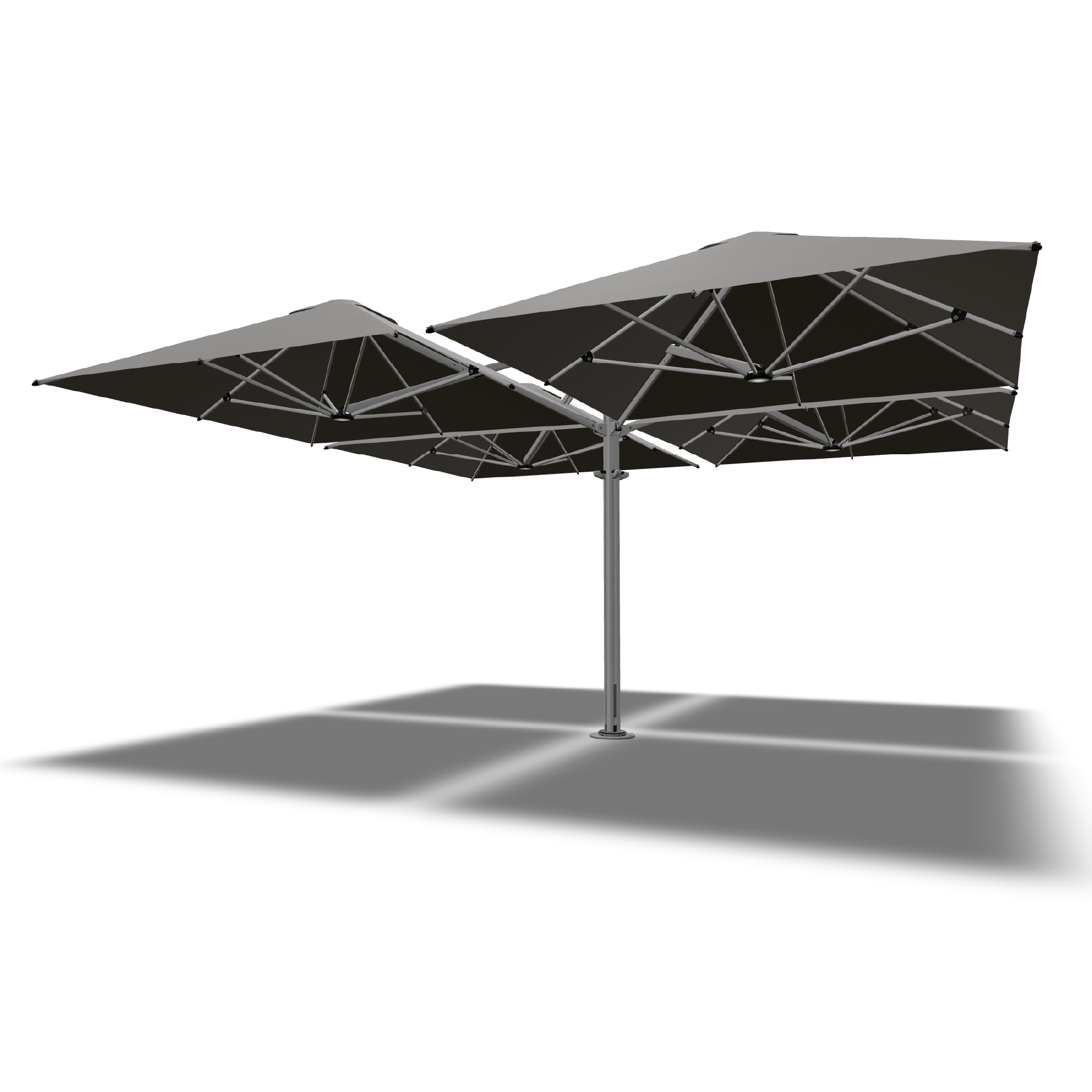 Shadowspec Unity Quattro 6.0m cantilever umbrella in Charcoal Tweed canopy
