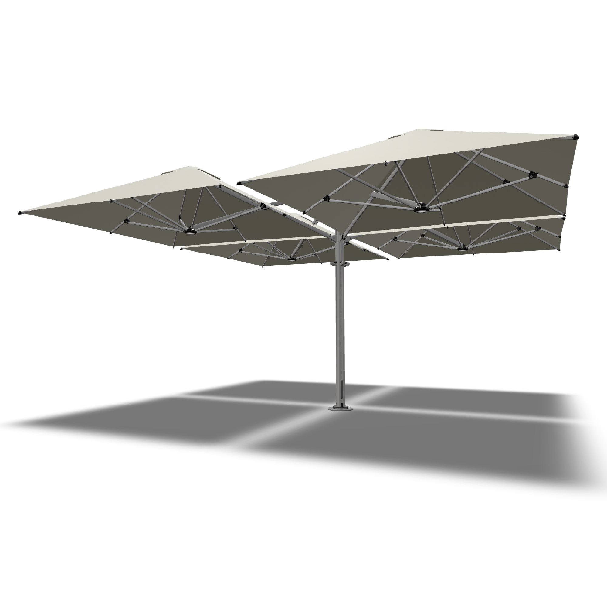 Shadowspec Unity Quattro 6.0m cantilever umbrella in Oyster canopy