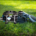 Aquascape ASA 1/4 hp dam aeration kit, showing the rocking piston compressor, manifold, weighted hose and bottom diffuser