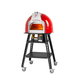 Valoriani Baby 75 Gas in red on its tall stand with castors, seen from the front