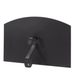 A black, arched metal removable door for the Valoriani Family FVR120 Pizza Oven, featuring a large, stylized black S-shaped handle for heat protection.
