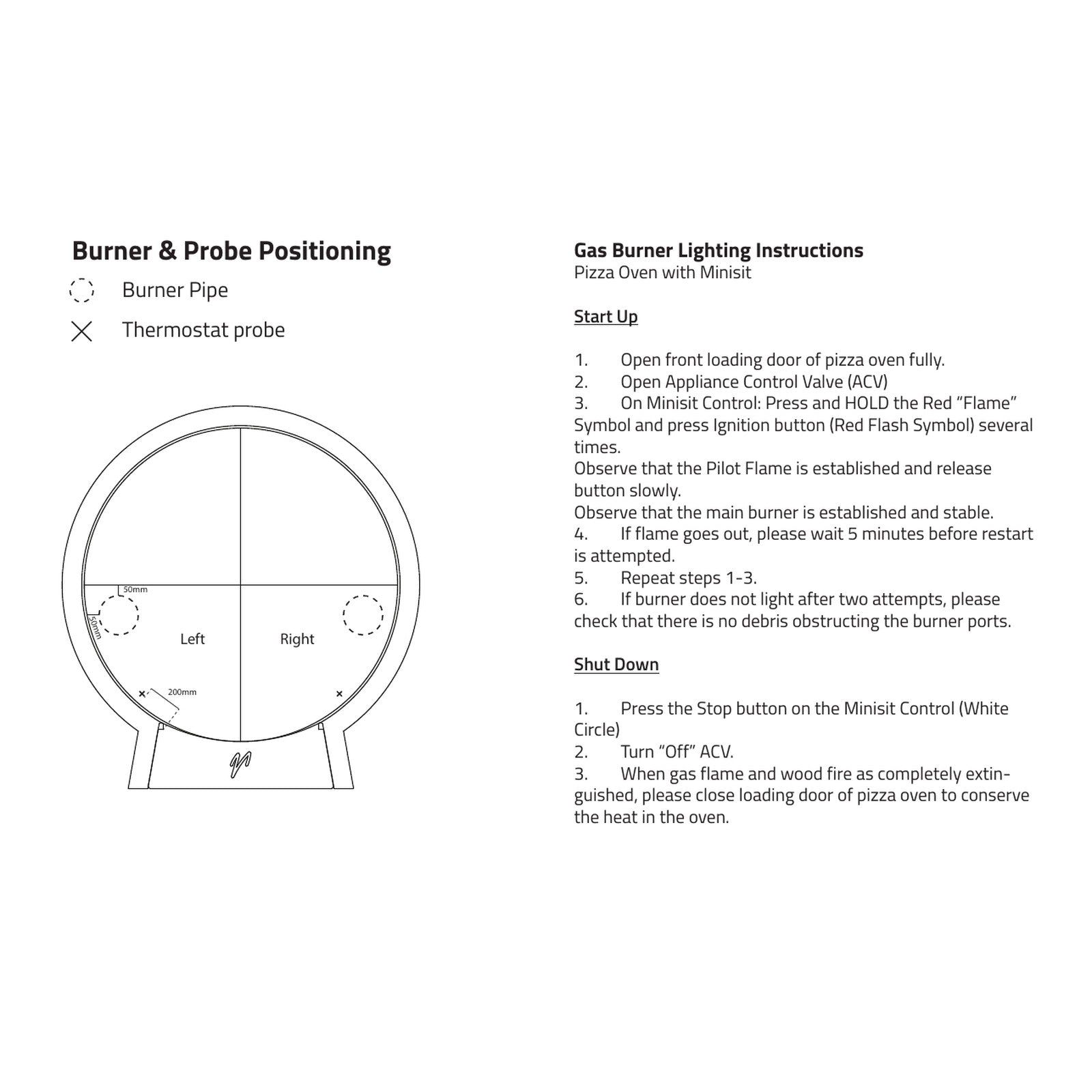 Valoriani gas burner installation diagram
