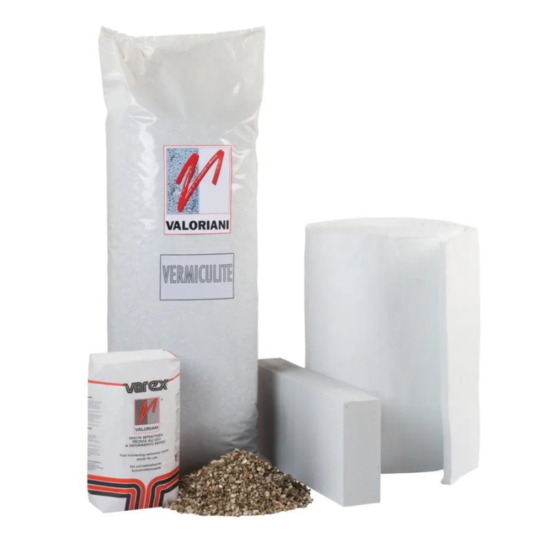Vermiculite insulation materials and other components for the Valoriani pizza oven