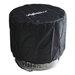 A black cover designed to protect the VisionLINE Fire Pit V2, featuring the VisionLINE logo prominently displayed on top, with the fire pit partially covered.