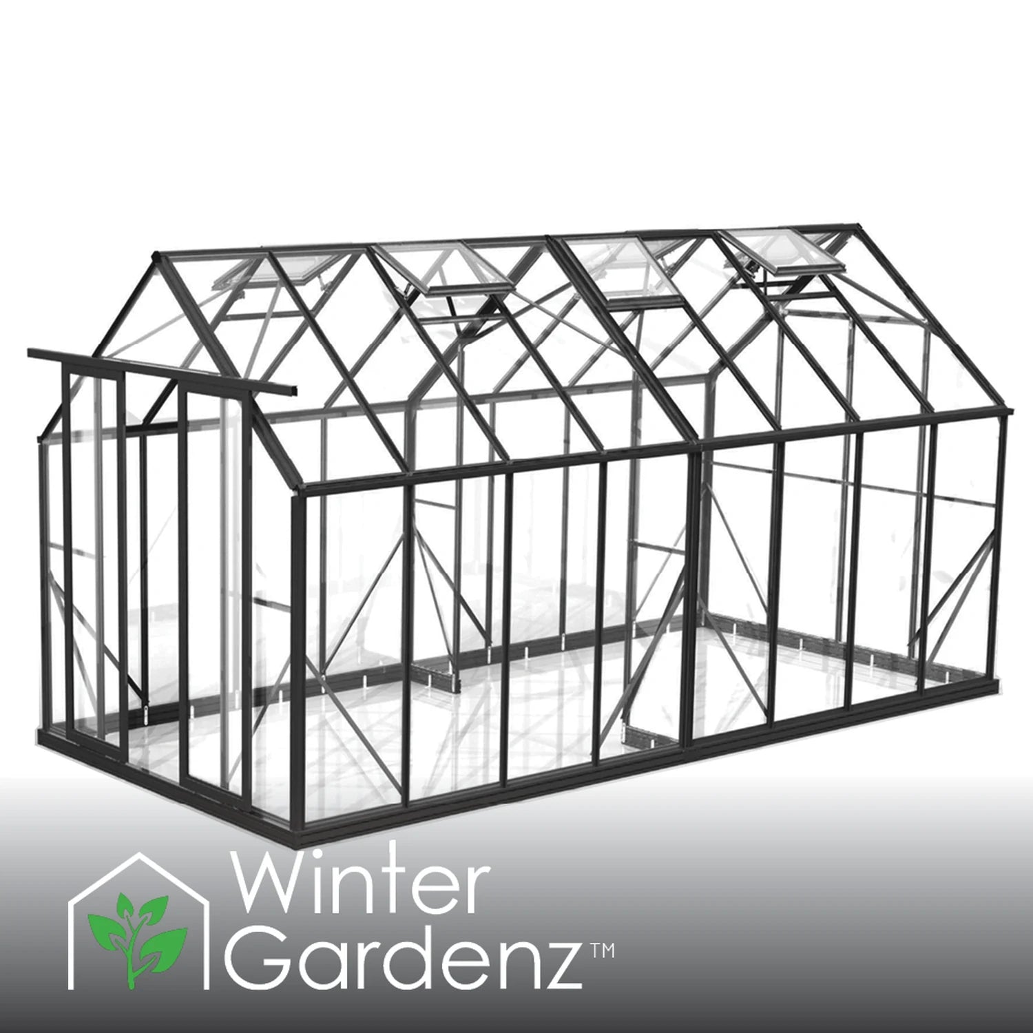 Winter Gardenz 10ft x 16ft polycarbonate greenhouse with black aluminium frame