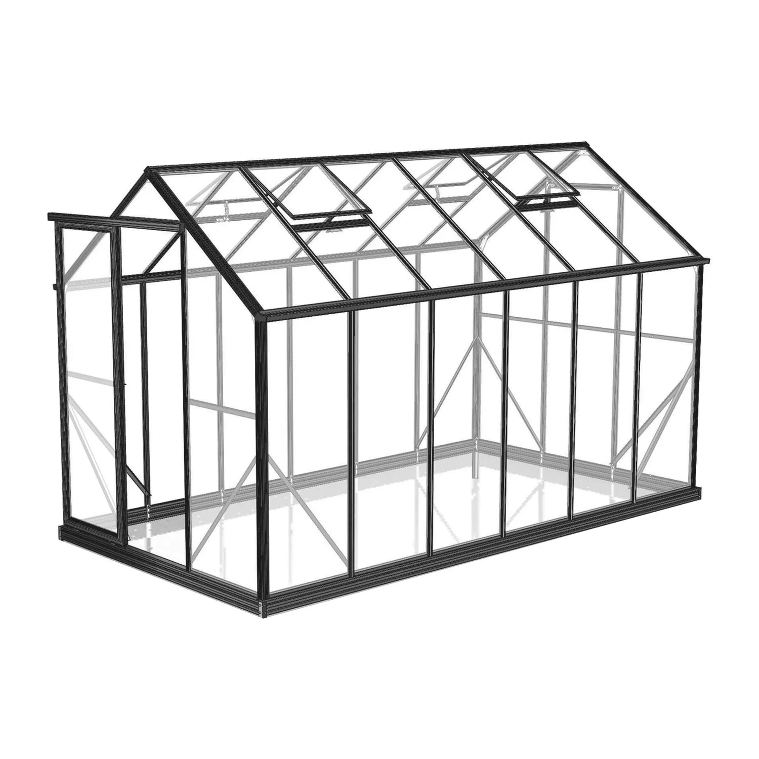 Winter Gardenz 6ft x 12ft polycarbonate greenhouse with black aluminium frame