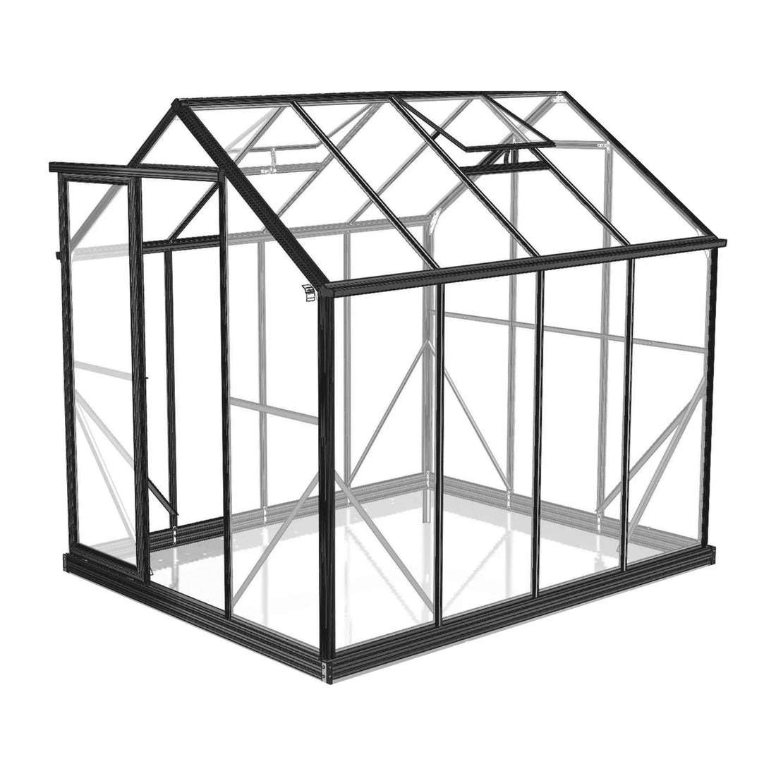 Winter Gardenz 6ft x 8ft polycarbonate greenhouse with black aluminium frame