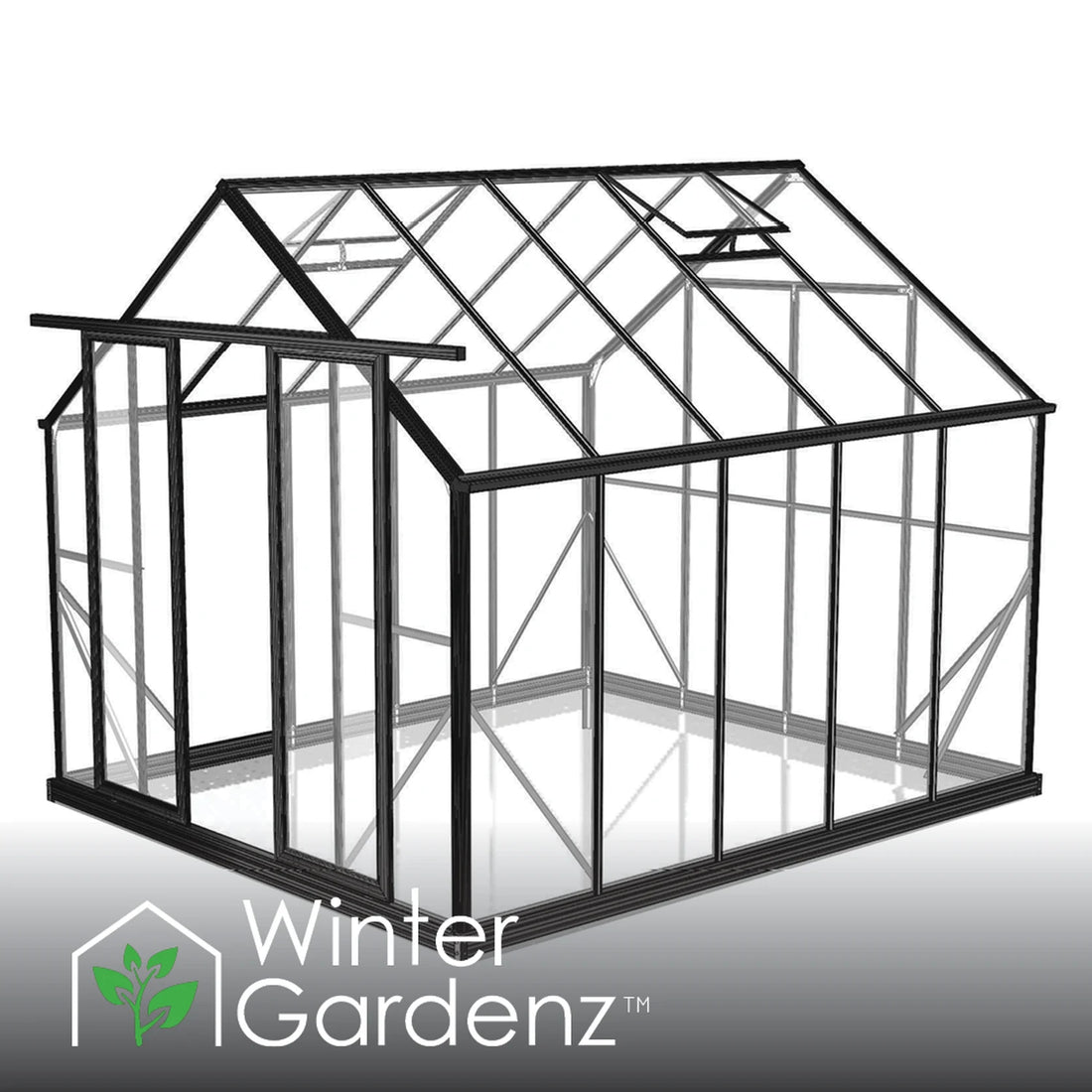 Winter Gardenz 8ft x 10ft polycarbonate greenhouse with black aluminium frame