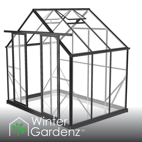 Winter Gardenz 8ft x 6ft polycarbonate greenhouse with black aluminium frame