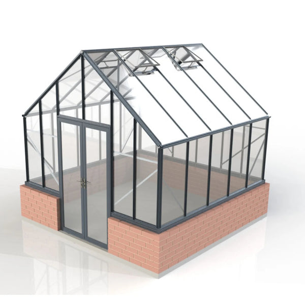 Winter Gardenz Elite 10ft x 10ft toughened glass greenhouse with black aluminium frame and autovents
