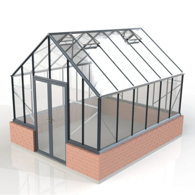 Winter Gardenz Elite 10ft x 12ft toughened glass greenhouse with black aluminium frame and autovents