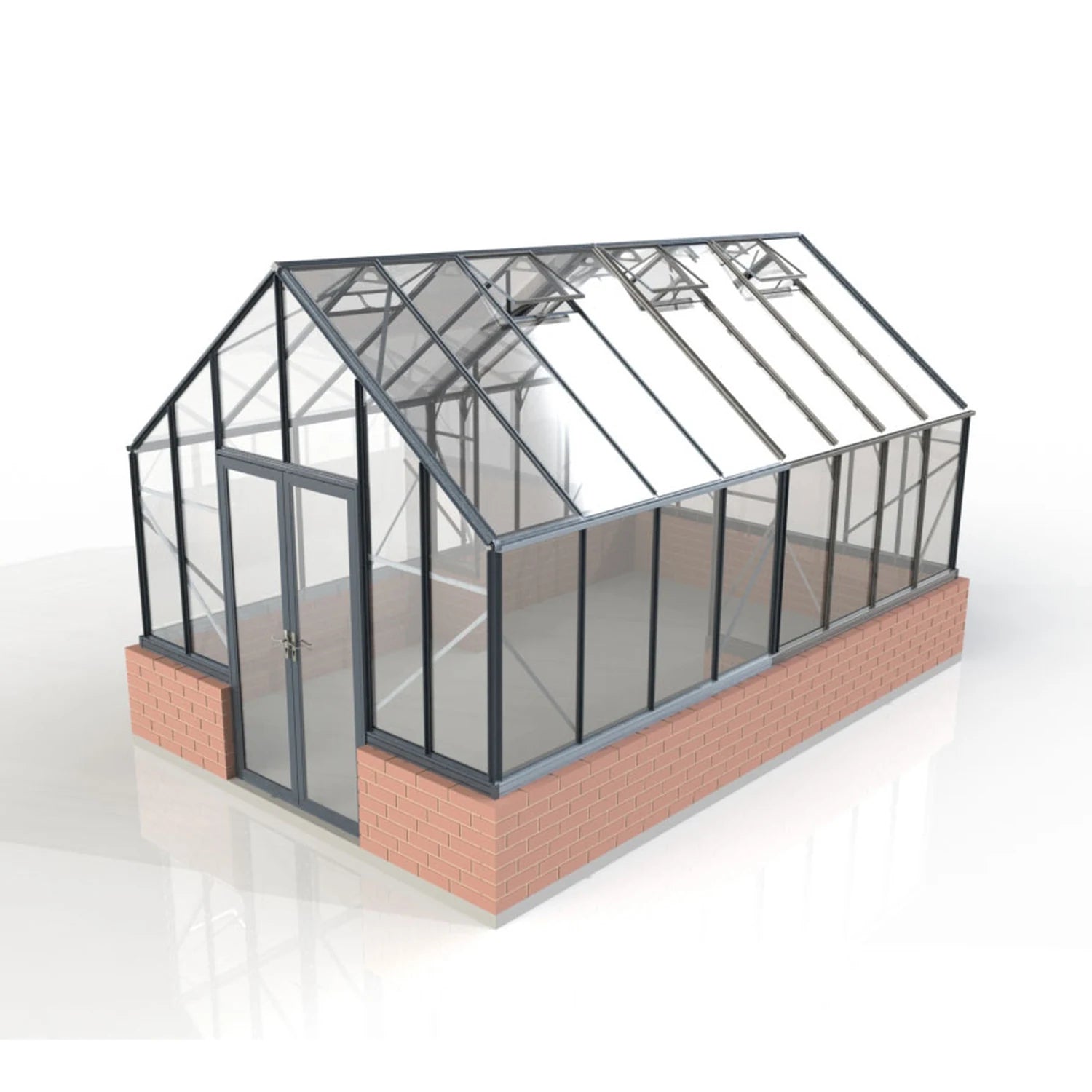 Winter Gardenz Elite 10ft x 16ft toughened glass greenhouse with black aluminium frame and autovents