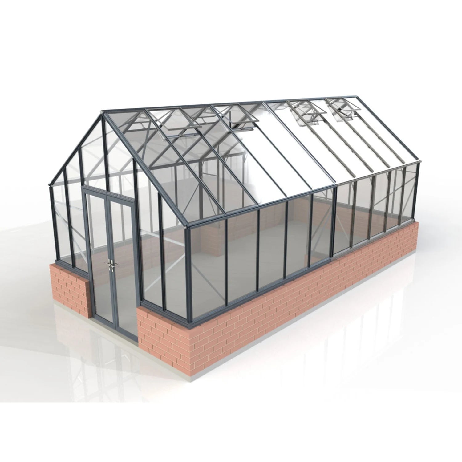 Winter Gardenz Elite 10ft x 20ft toughened glass greenhouse with black aluminium frame and autovents