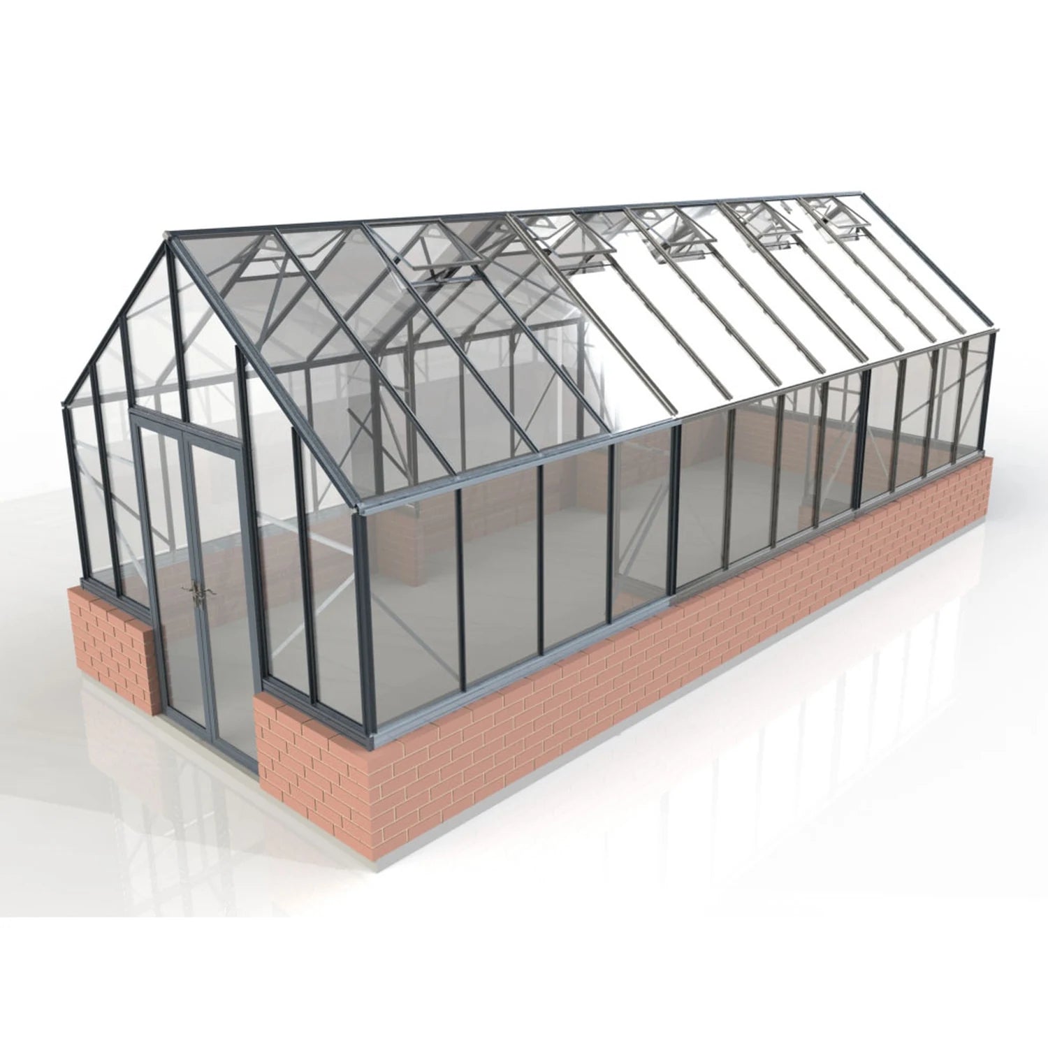 Winter Gardenz Elite 10ft x 24ft toughened glass greenhouse with black aluminium frame and autovents