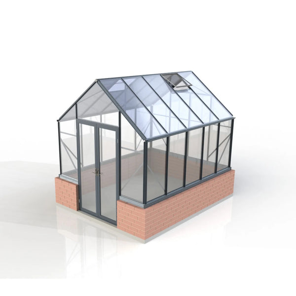 Winter Gardenz Elite 8ft x 10ft toughened glass greenhouse with black aluminium frame and autovents