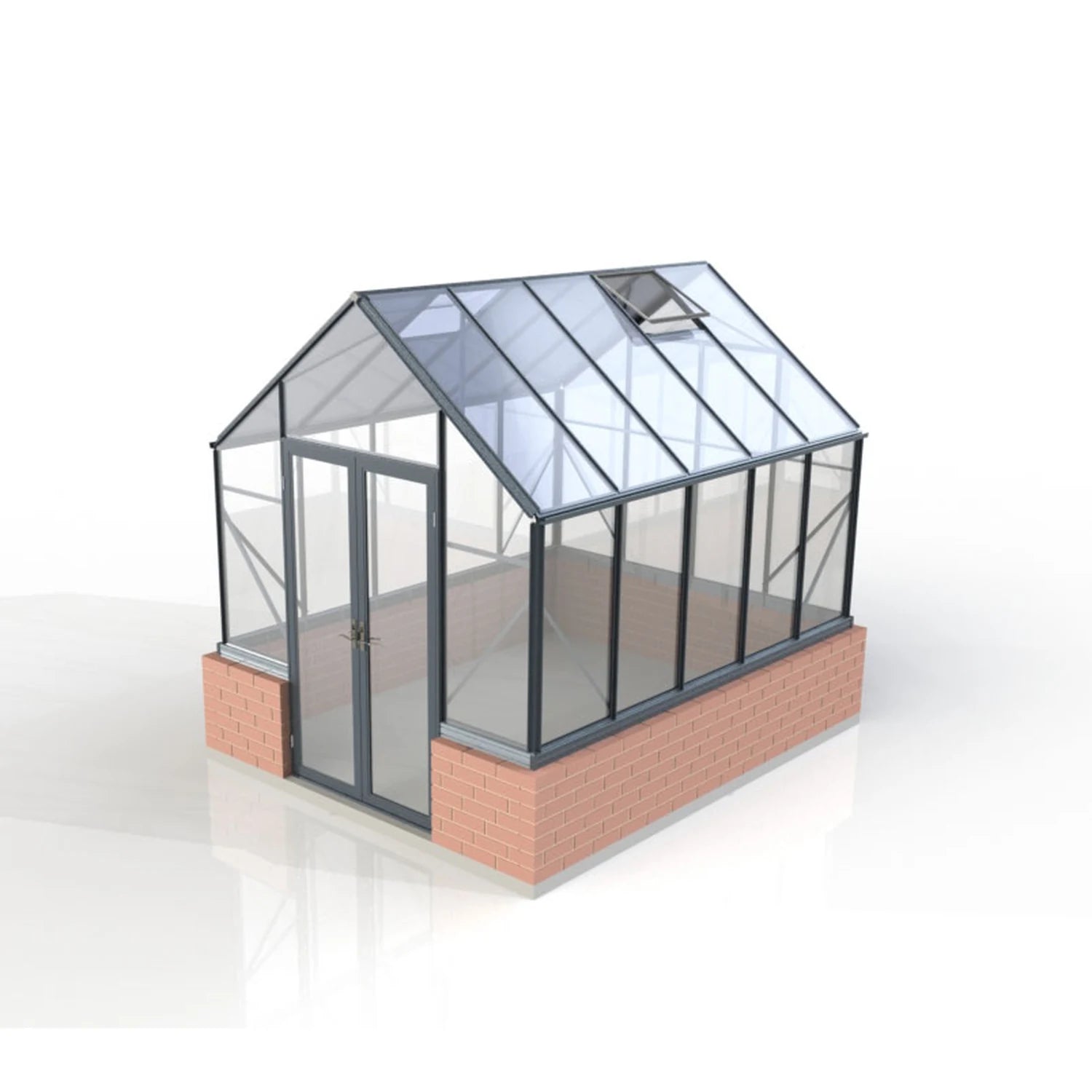 Winter Gardenz Elite 8ft x 10ft toughened glass greenhouse with black aluminium frame and autovents