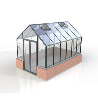 Winter Gardenz Elite 8ft x 12ft toughened glass greenhouse with black aluminium frame and autovents