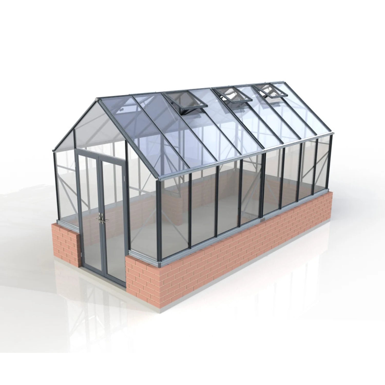 Winter Gardenz Elite 8ft x 16ft toughened glass greenhouse with black aluminium frame and autovents