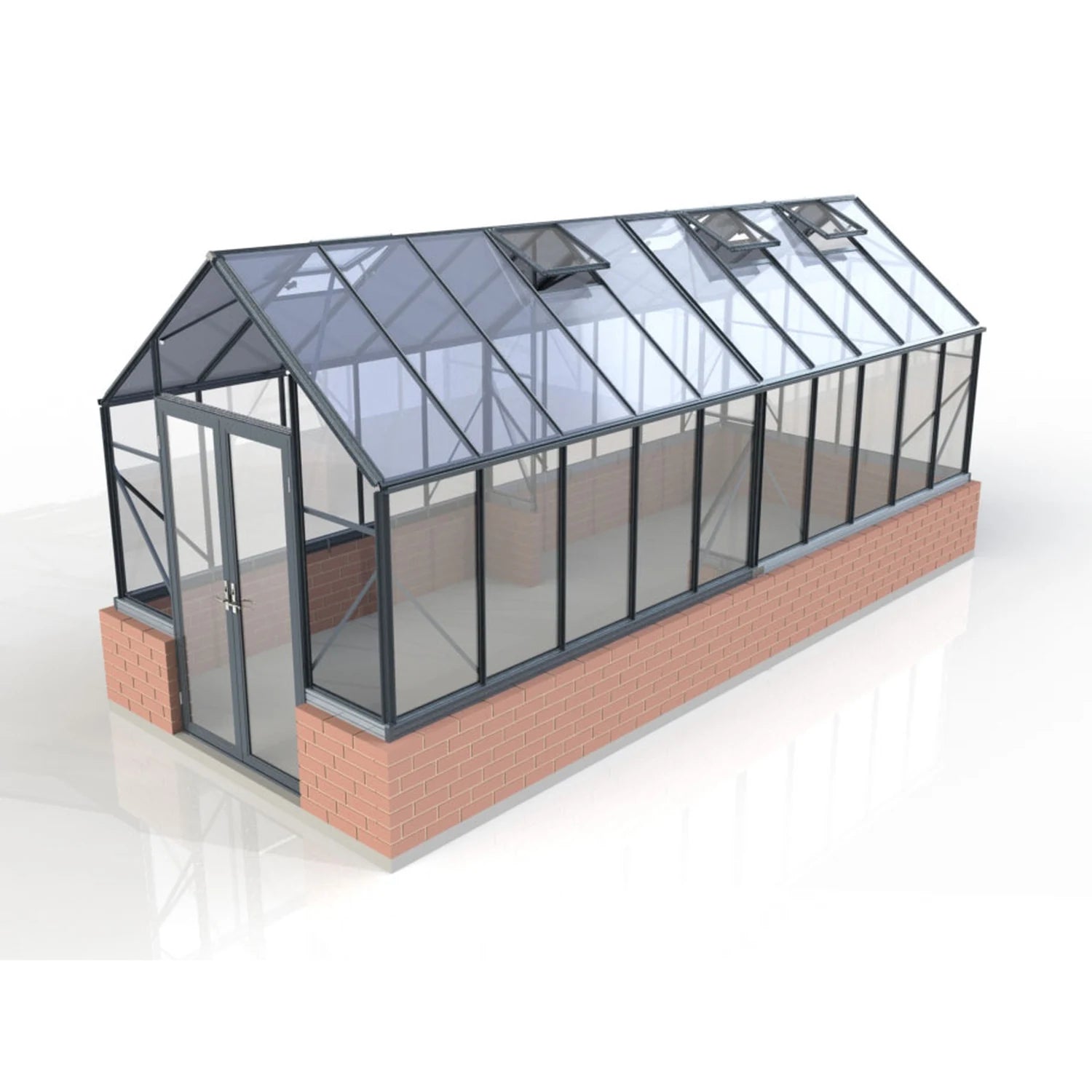 Winter Gardenz Elite 8ft x 20ft toughened glass greenhouse with black aluminium frame and autovents