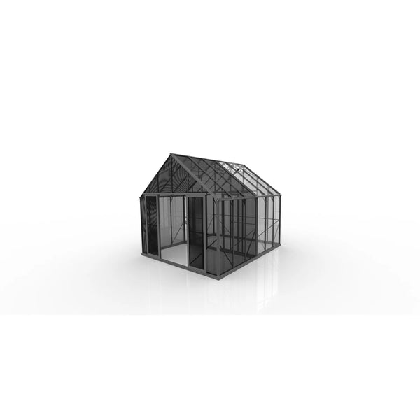 Winter Gardenz 10ft MultiZone Growhouse 10ft x 12ft with a polycarbonate growing zone and a shade-mesh zone, black aluminium frame