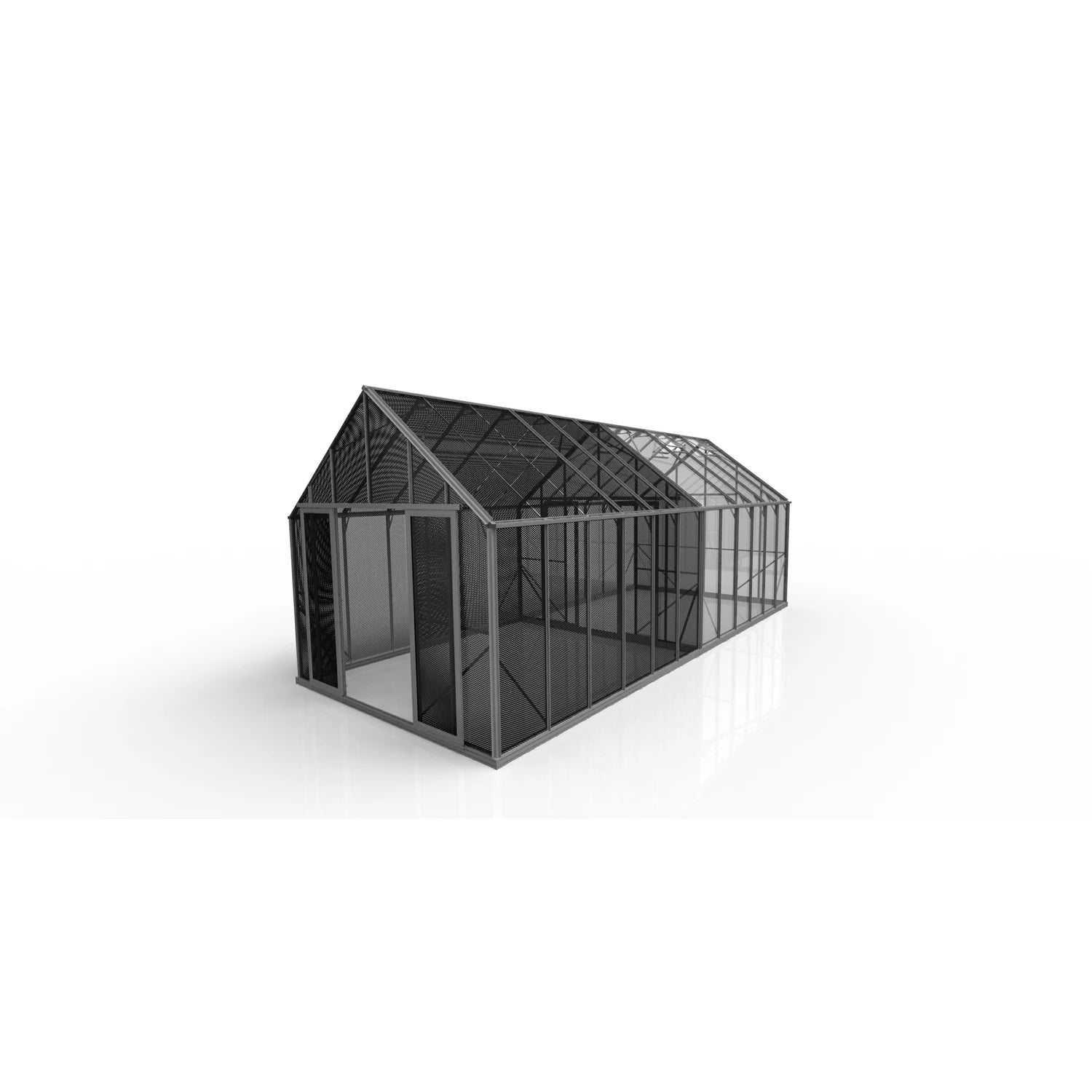 Winter Gardenz 10ft MultiZone Growhouse 10ft x 24ft with a polycarbonate growing zone and a shade-mesh zone, black aluminium frame
